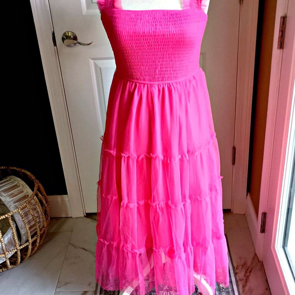 NEW!! PRETTY GARDEN SMOCKED TULLE SUNDRESS SZ M - Picture 5 of 5